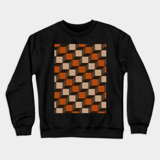 Chocolate Brown, Tan and Rust Orange, Cube, Geometric Crewneck Sweatshirt